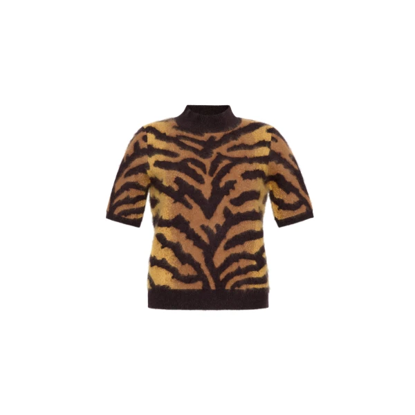 Adam Lippes Ari Top in Brushed Cashmere, Tiger | Sweaters | Coveti