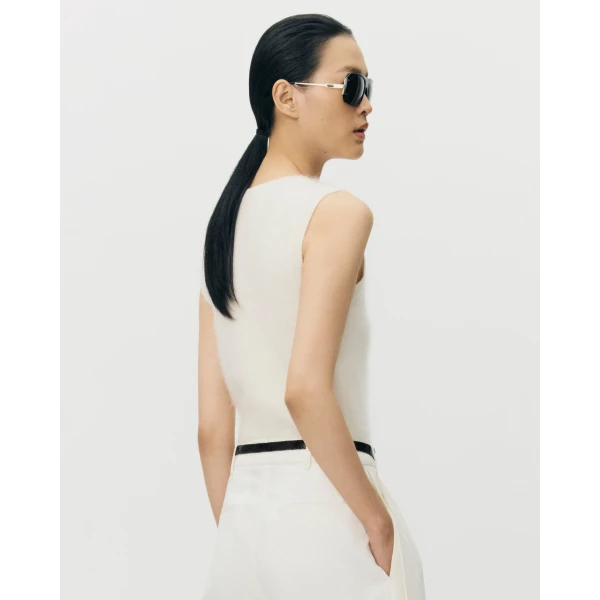 Adam Lippes Ava Shell in Brushed Cashmere, Ivory