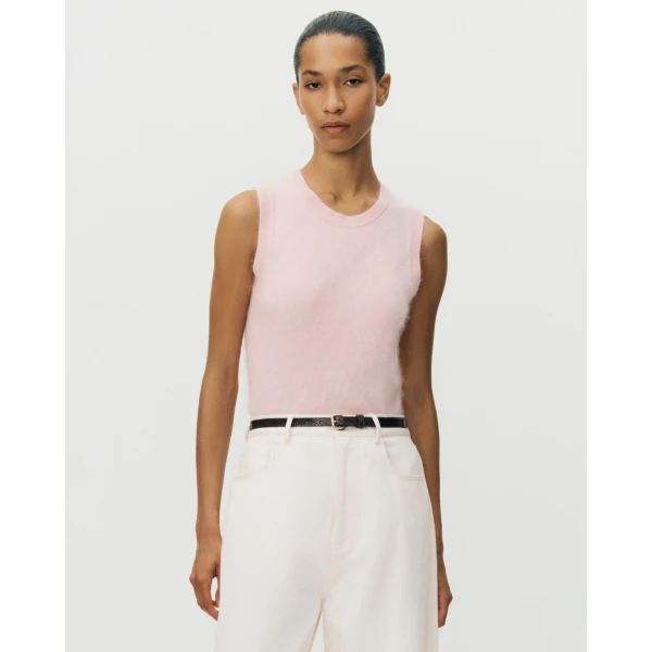 Adam Lippes Ava Shell in Brushed Cashmere, Pink