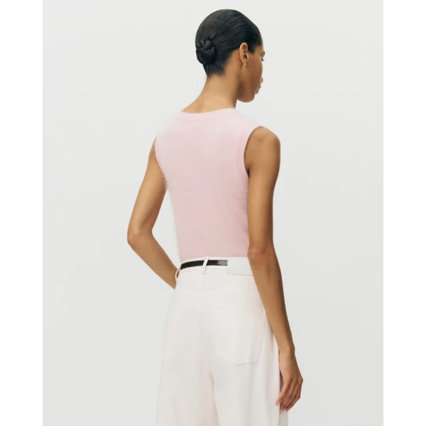 Adam Lippes Ava Shell in Brushed Cashmere, Pink