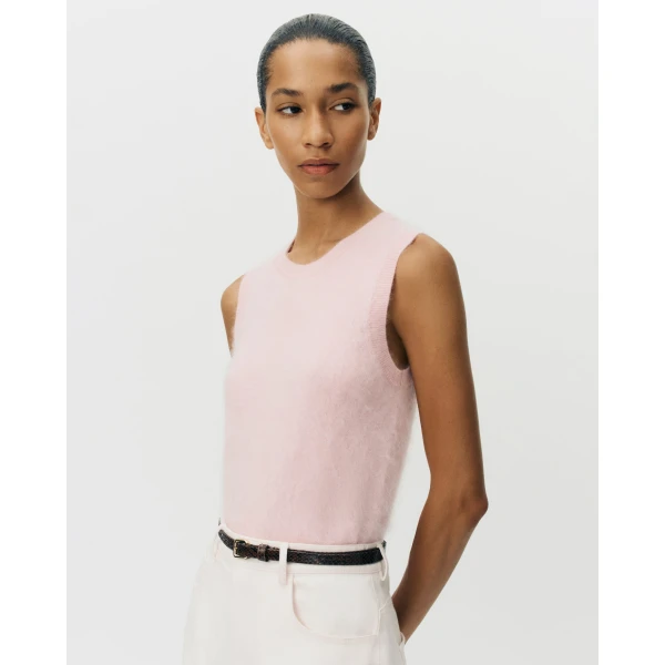 Adam Lippes Ava Shell in Brushed Cashmere, Pink