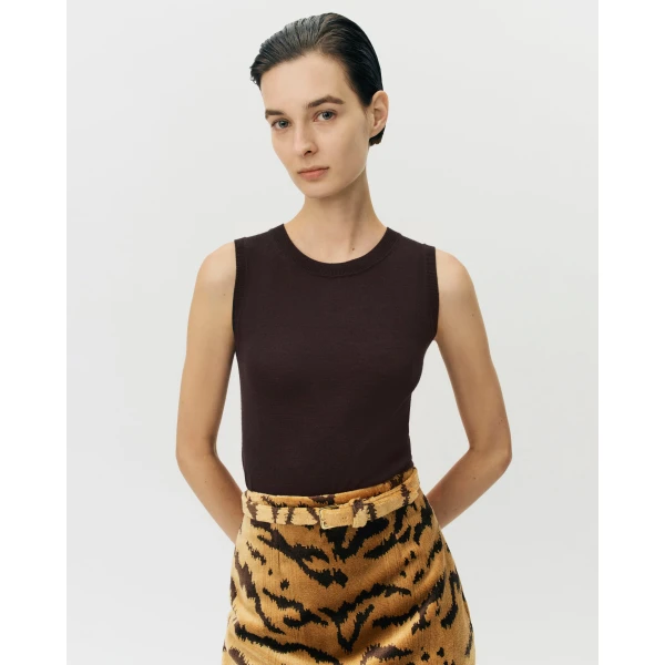 Adam Lippes Ava Shell in Fine Cashmere, Espresso