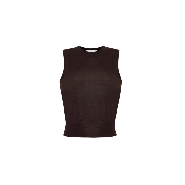 Adam Lippes Ava Shell in Fine Cashmere, Espresso | Sweaters | Coveti