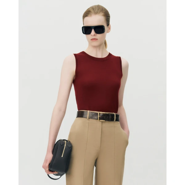 Adam Lippes Ava Shell in Fine Cashmere, Merlot