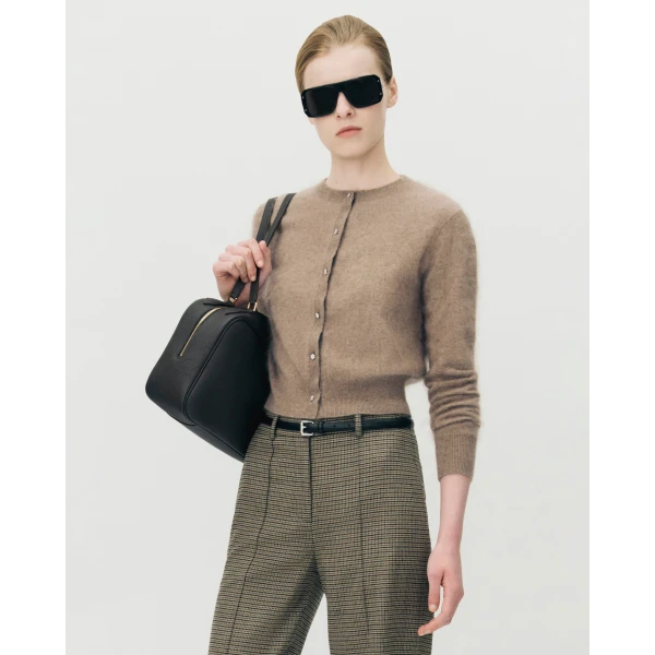 Adam Lippes Cruz Cardigan Knit in Brushed Cashmere, Barley