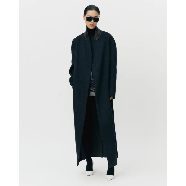 Adam Lippes Daia Coat in Double-Face Cashmere, Ebony