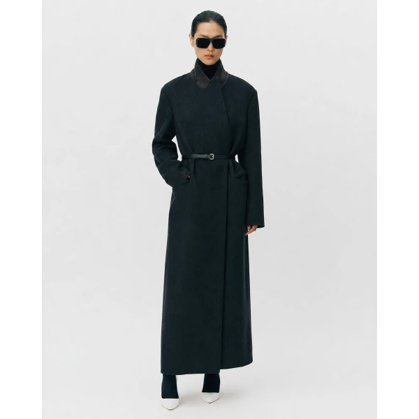 Adam Lippes Daia Coat in Double-Face Cashmere, Ebony