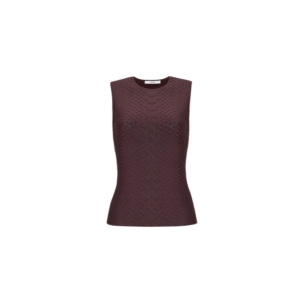 Adam Lippes Divya Shell in Viscose Python, Espresso | Sweaters | Coveti