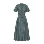 Adam Lippes Doron Dress in Stripe Shirting, Hunter Green White | Midi Dresses | Coveti