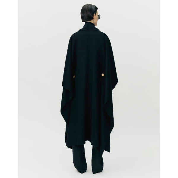 Adam Lippes Hesper Cape in Double-Face Cashmere, Black