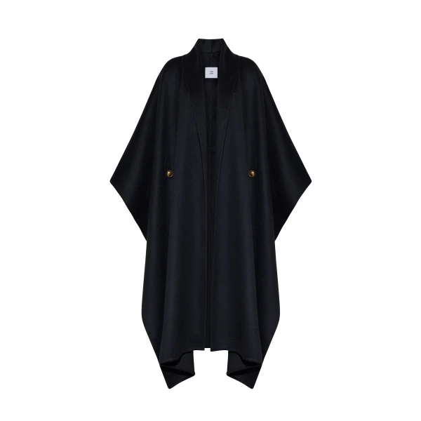 Hesper Cape in Double-Face Cashmere, Black