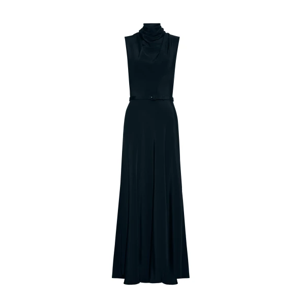 Isolde Dress in Silk Crepe, Black