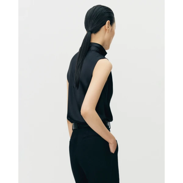Adam Lippes Kaia Top in Silk Charmeuse, Black