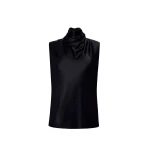 Adam Lippes Kaia Top in Silk Charmeuse, Black | Sleeveless | Coveti