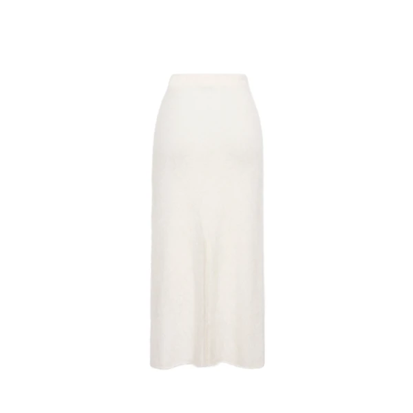 Adam Lippes Levi Skirt in Brushed Cashmere, Ivory