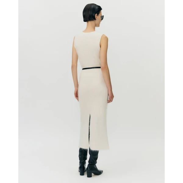 Adam Lippes Levi Skirt in Brushed Cashmere, Ivory