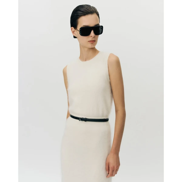 Adam Lippes Levi Skirt in Brushed Cashmere, Ivory