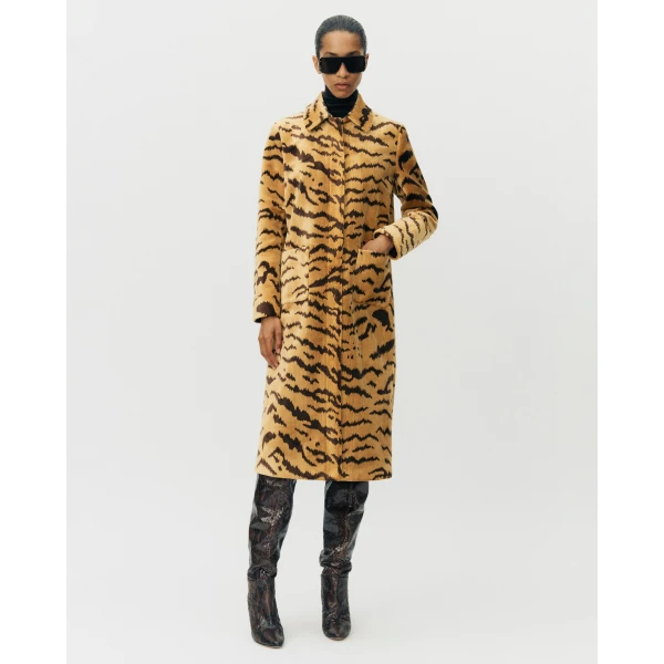 Adam Lippes Margaux Coat in Tiger Jacquard, Tiger