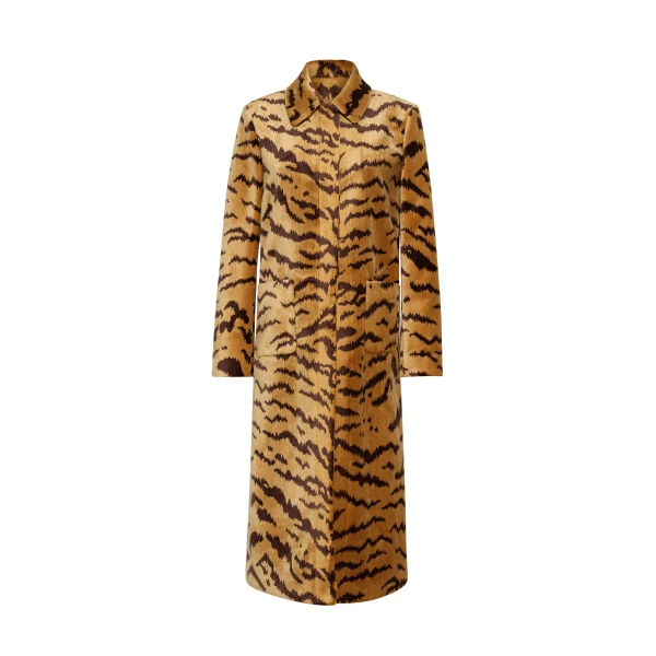 Adam Lippes Margaux Coat in Tiger Jacquard, Tiger | Coats | Coveti
