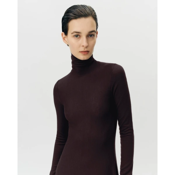 Adam Lippes Naomi Dress Knit in Fine Cashmere, Espresso