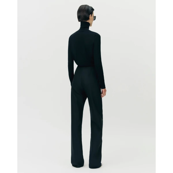Adam Lippes Noam Pants in Stretch Silk Wool, Black