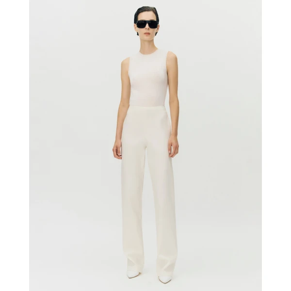 Adam Lippes Noam Pants in Stretch Silk Wool, Ivory