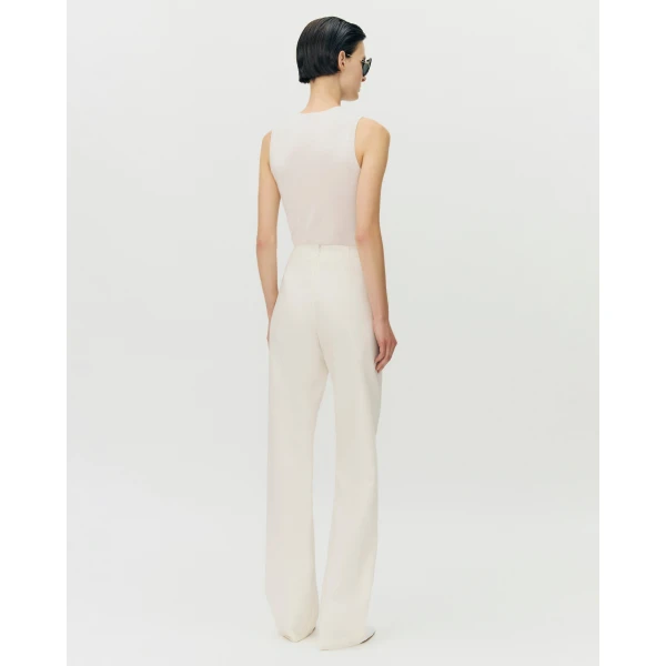 Adam Lippes Noam Pants in Stretch Silk Wool, Ivory