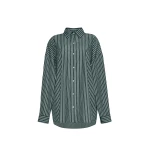 Adam Lippes Perrine Shirt in Stripe Shirting, Hunter Green White | Shirts | Coveti