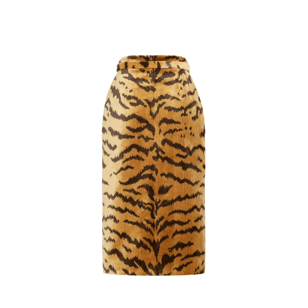 Adam Lippes Rei Skirt in Tiger Jacquard, Tiger