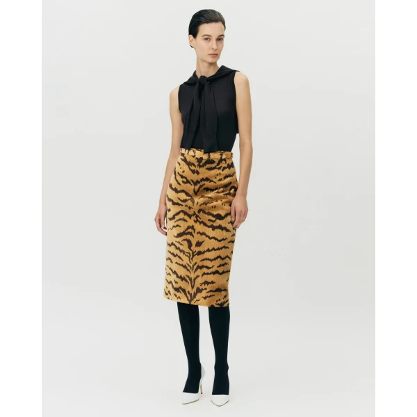 Adam Lippes Rei Skirt in Tiger Jacquard, Tiger