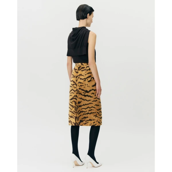 Adam Lippes Rei Skirt in Tiger Jacquard, Tiger