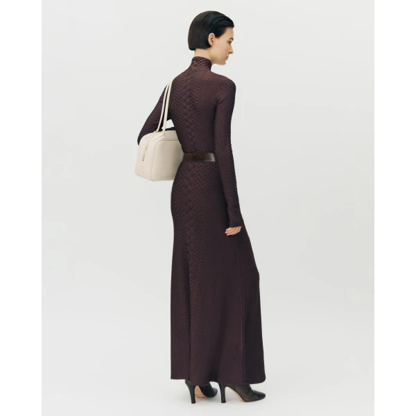 Adam Lippes Sarita Skirt in Viscose Python, Espresso