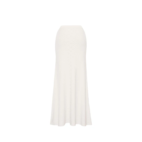 Adam Lippes Sarita Skirt in Viscose Python, Ivory