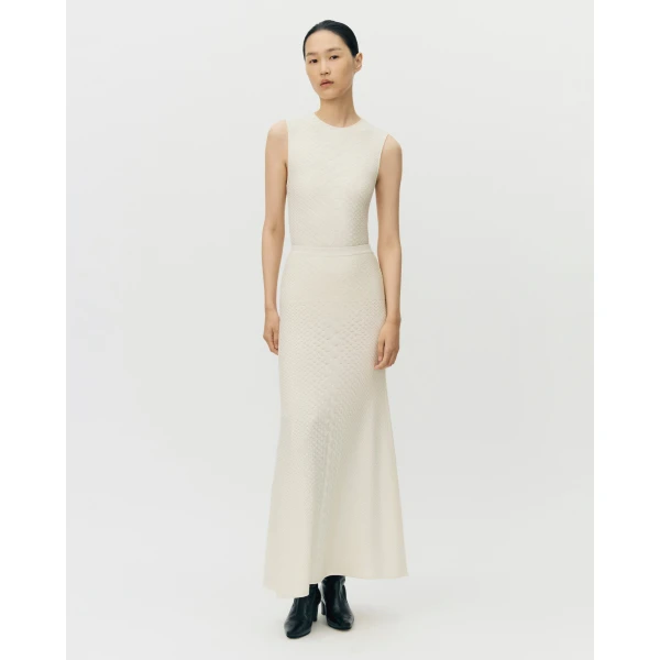 Adam Lippes Sarita Skirt in Viscose Python, Ivory