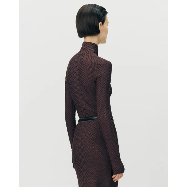Adam Lippes Sarita Top in Viscose Python, Espresso