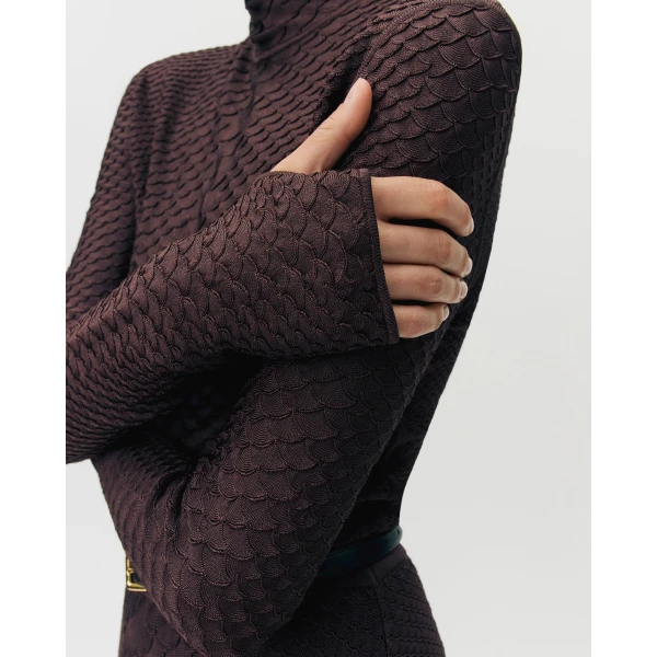 Adam Lippes Sarita Top in Viscose Python, Espresso