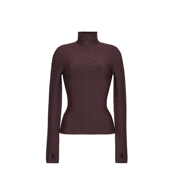 Adam Lippes Sarita Top in Viscose Python, Espresso | Sweaters | Coveti