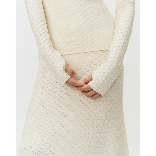 Adam Lippes Sarita Top in Viscose Python, Ivory