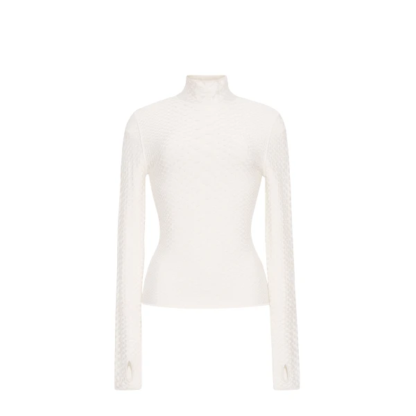 Adam Lippes Sarita Top in Viscose Python, Ivory | Sweaters | Coveti