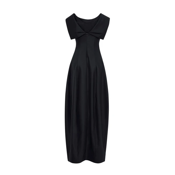 Adam Lippes Sitara Dress in Stretch Silk Wool, Black