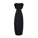 Adam Lippes Sitara Dress in Stretch Silk Wool, Black | Maxi Dresses | Coveti