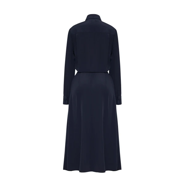 Adam Lippes Stacey Dress in Silk Crepe De Chine, Navy