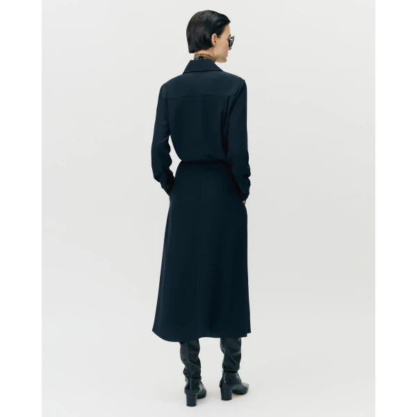 Adam Lippes Stacey Dress in Silk Crepe De Chine, Navy