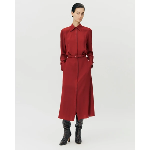 Adam Lippes Stacey Dress in Silk Crepe De Chine, Ruby