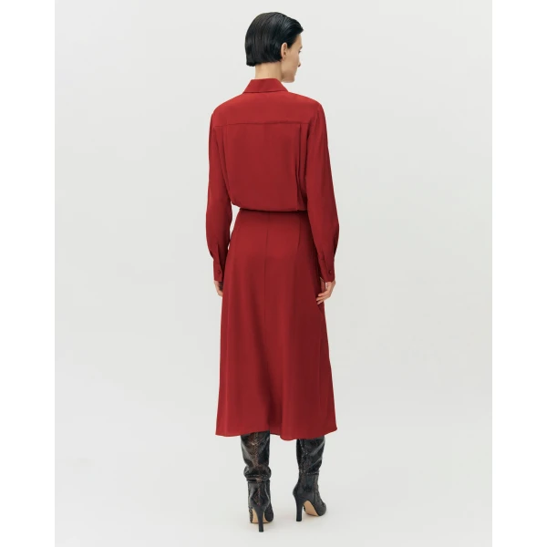 Adam Lippes Stacey Dress in Silk Crepe De Chine, Ruby