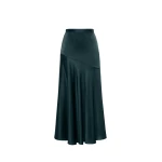 Adam Lippes Tess Skirt in Silk Charmeuse, Hunter Green | Midi Skirts | Coveti