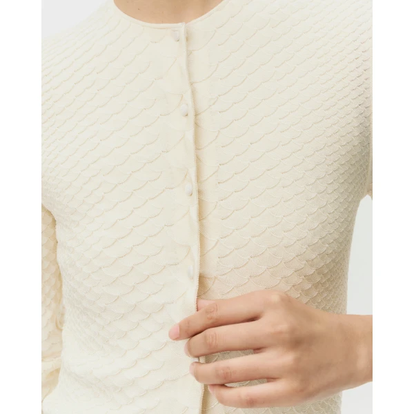 Adam Lippes Worth Cardigan in Viscose Python, Ivory