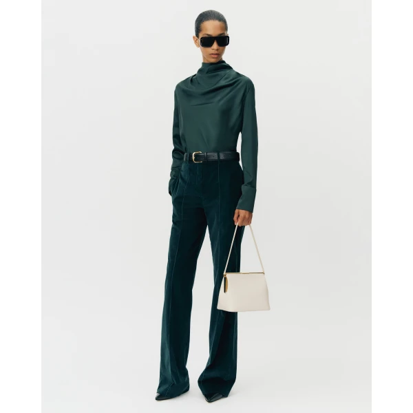 Adam Lippes Wyatt Pant in Corduroy, Hunter Green