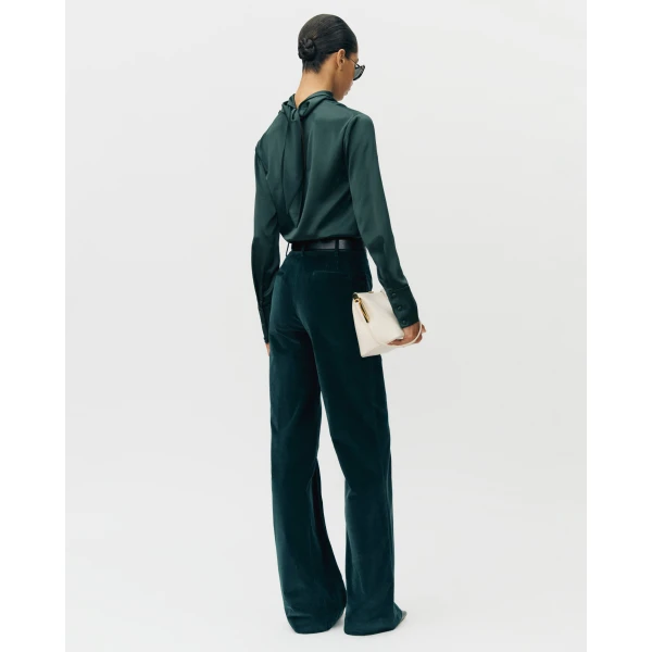 Adam Lippes Wyatt Pant in Corduroy, Hunter Green