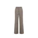 Adam Lippes Wyatt Pant in Houndstooth Plaid, Camel Brown | Wide leg pants | Coveti
